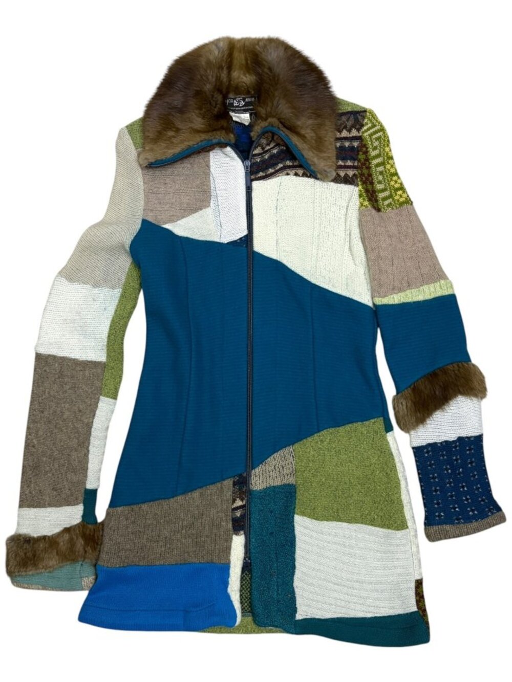 MYCO ANNA Fur / Wool / Cashmere Coat Luxury Handmade Designer Jacket Women Small